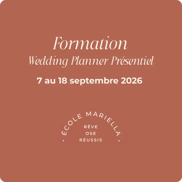 Formation Wedding Planner - Présentiel Septembre 2026 - 18 mai au 18 septembre 2026